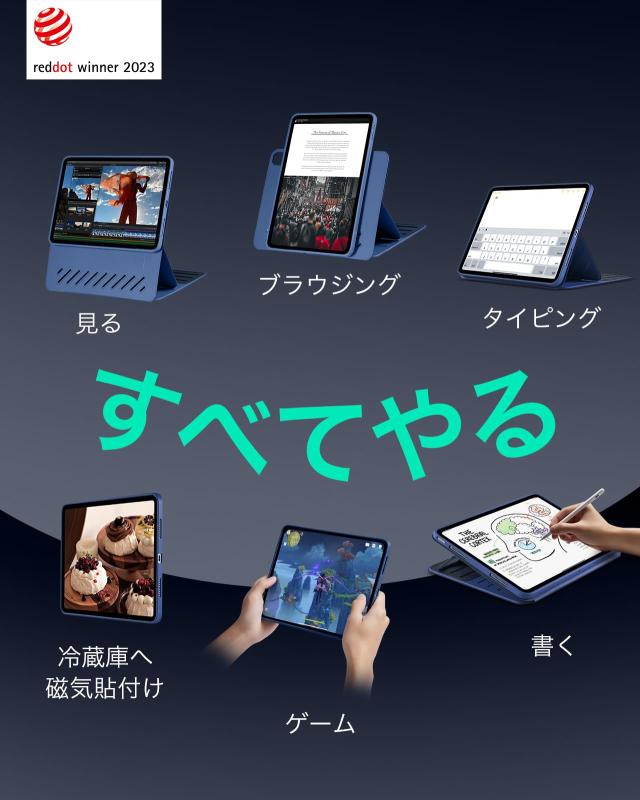 ESR iPad Air 11インチ ケース (M3/M2、2025/2024) iPad Air 第5/4世代 (2022/2020)専用カバー 取外し可能なマグネットカバー付き回転式_2