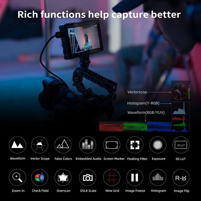 FEELWORLD F5 Pro X 5.5インチ タッチ式 フィールドモニター 1600nits 高輝度 4K HDMI 5V Type-C 給電 カスタム3D LUTは32個までロード可_6