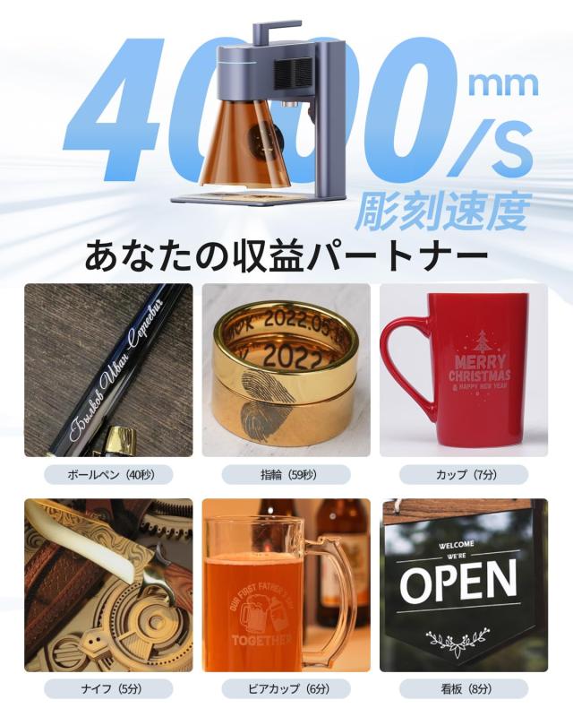 LaserPecker 4 レーザー彫刻機家庭用 ビジネス用レーザー加工機（青色