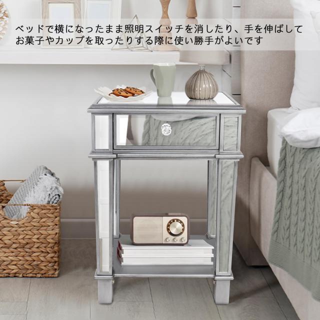 Artloge サイドテーブル ガラス 引き出し 2段 収納 ベッドサイド Artloge サイドテーブル ガラス 引き出し 2段 収納 ベッドサイド