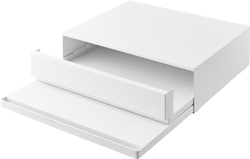 山崎実業(Yamazaki) 【 完成品 ストッパーのみ要取付 】 ツーウェイ キッチン 家電下引き出し ＆ スライドテーブル ホワイト 約W45×D39._8