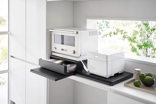 山崎実業(Yamazaki) 【 完成品 ストッパーのみ要取付 】 ツーウェイ キッチン 家電下引き出し ＆ スライドテーブル ブラック 約W45×D39._7