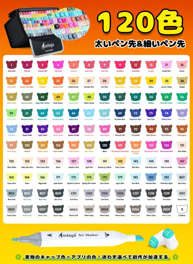 マーカーペン 204色セット 漫画 デザイン イラスト コピック練習用0