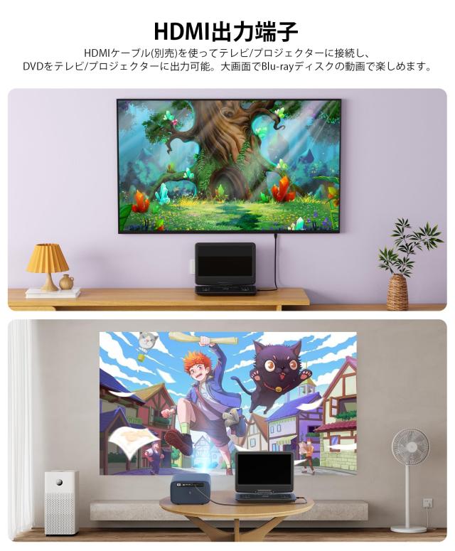 FANGOR ポータブルブルーレイプレーヤー 16.3型 HDMI出力対応 高精細14
