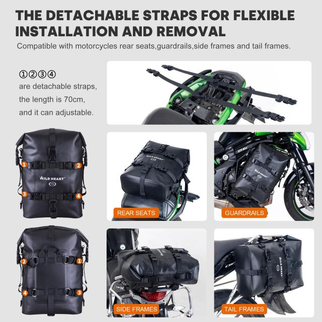 WILD HEART 防水バイク乾燥バッグ 衝突防止レバーバッグ バイクバッグ バイクのスーツケース リアシート リアマッドガードポケット オフ_2