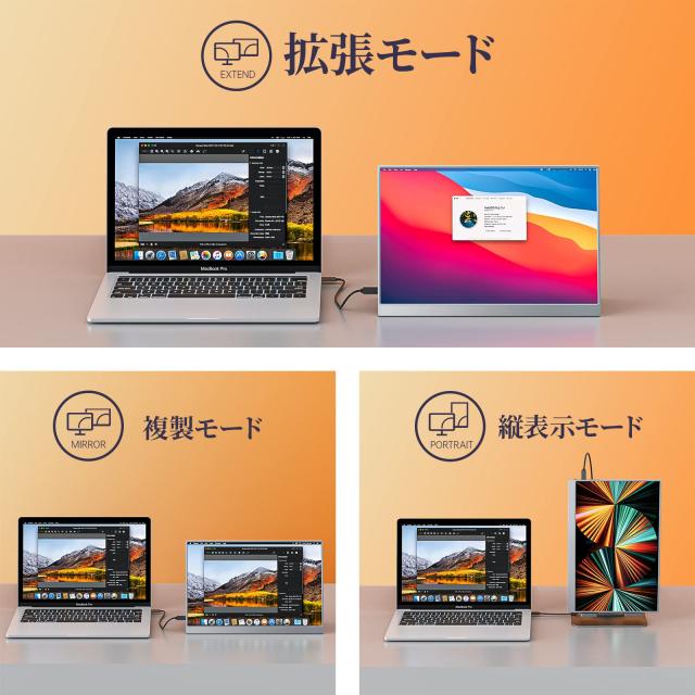モバイルモニター kksmart 13.3インチ タッチパネル 超軽量400g 高輝度
