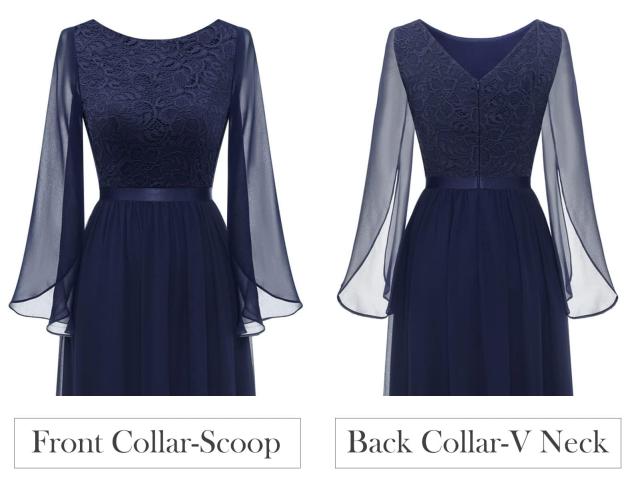 ブライズメイド ドレス カラードレス ロング 演奏会 袖あり Vネック A