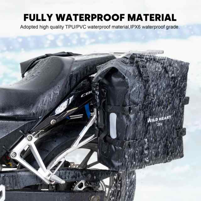 WILD HEART バイクエッジバッグ ステンレスハンギング防水バッグ20L/25L 防水耐摩耗汎用バイク部品 (Black, 25L One PCS)の通販は