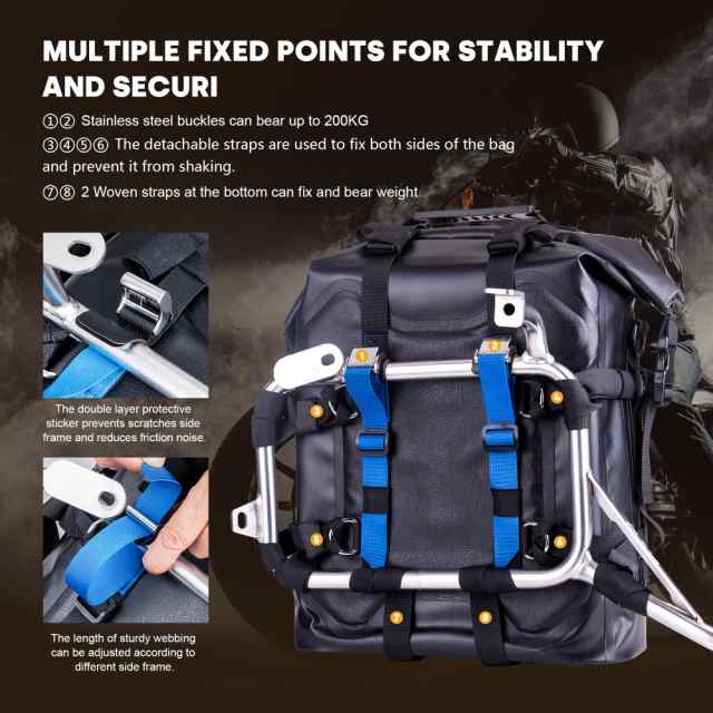 WILD HEART バイクエッジバッグ ステンレスハンギング防水バッグ20L/25L 防水耐摩耗汎用バイク部品 (Black, 25L One PCS)の通販は