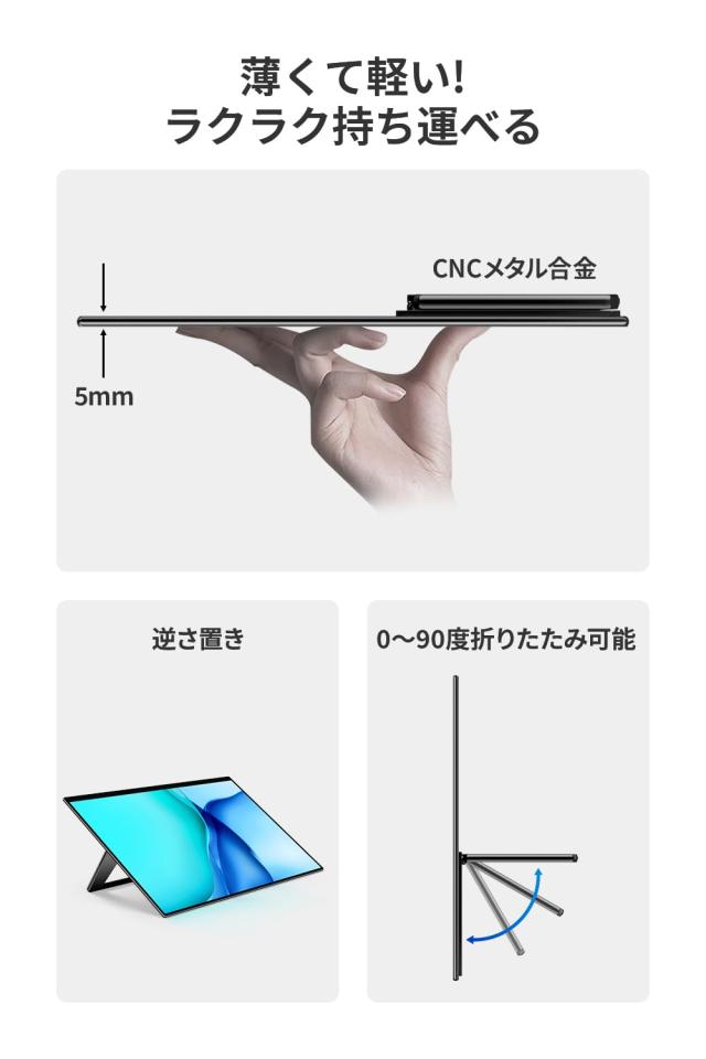 モバイルモニター EHOMEWEI 2.5K 17インチ WQXGA 2560x1600 100% DCI-P3 薄型 5mm ゲーミング モニター スピーカー内蔵 ブルーライトカッ_3