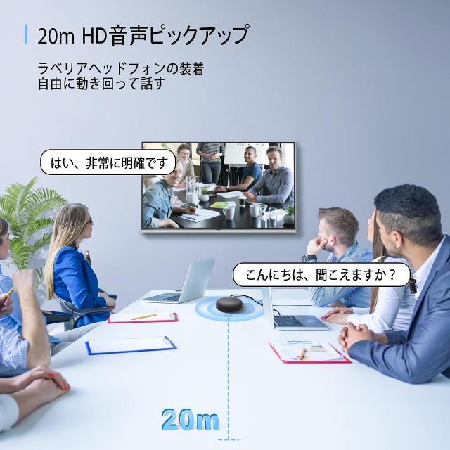 ZHUOSHENG会議用マイクスピーカー全指向性集音マイクラベリアマイク10