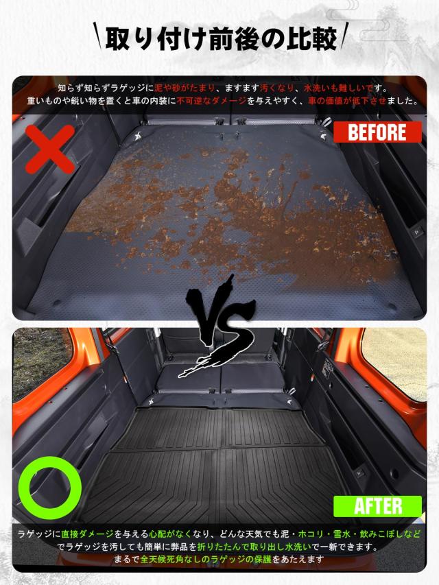 ruiya 新型 ダイハツ アトレー S700V/S710V 専用 ラゲッジトレイ 3Ｄラゲッジマット ラゲッジマット 防水 滑らない TPE素材 折り畳み式