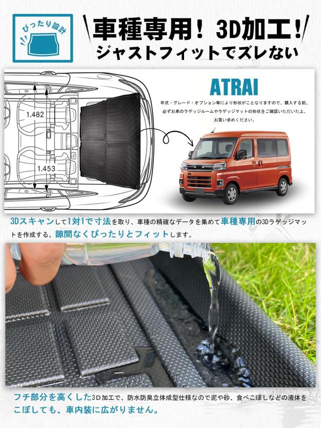 ruiya 新型 ダイハツ アトレー S700V/S710V 専用 ラゲッジトレイ 3Ｄラゲッジマット ラゲッジマット 防水 滑らない TPE素材 折り畳み式