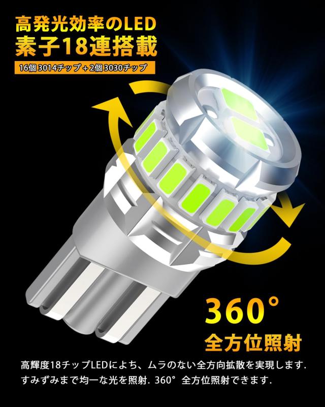 12V-24V車用 T10 LED アイスブルー 爆光 キャンセラー内蔵 ポジション