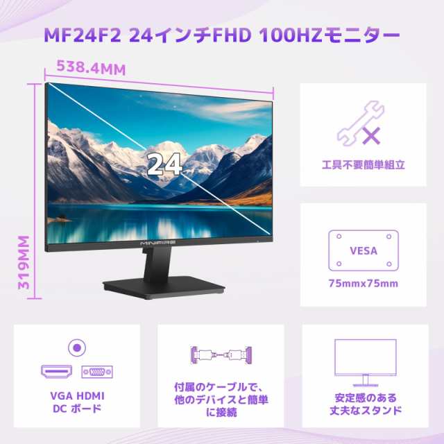 Minifire モニター 24インチ IPS ディスプレイ フルHD HDR10 75Hz 110