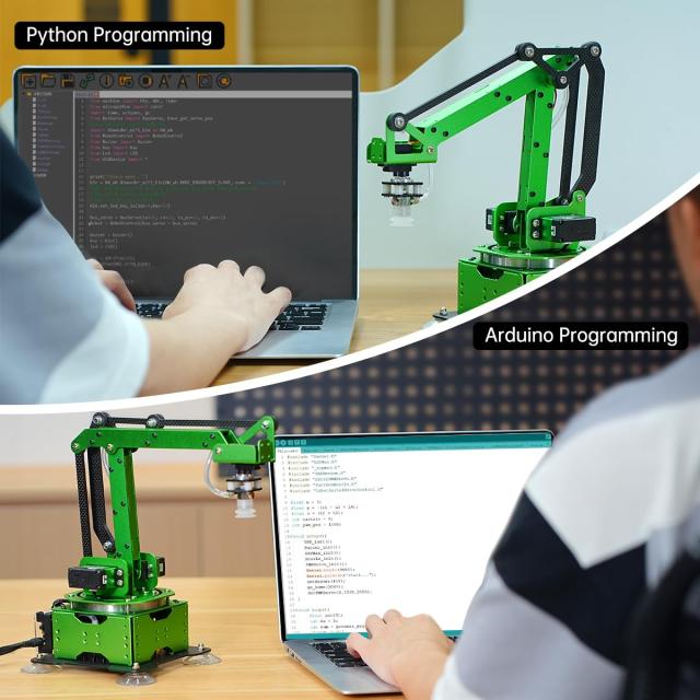 ロボットアームキット、Arduiino Pythonプログラミング、ESP32オープンソーススマートロボットアーム、バスサーボ、吸引ノズル、Wi-Fi＆B_3