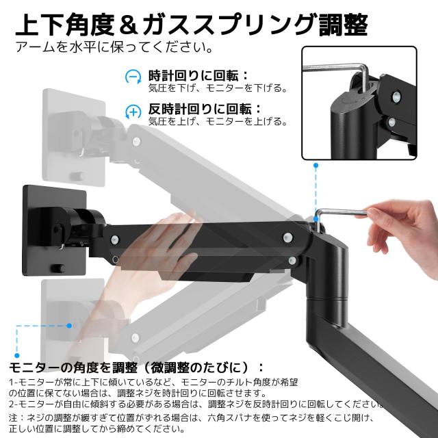 WORLDLIFT モニターアーム シングルアーム 49インチ(2~20kg)まで ガス