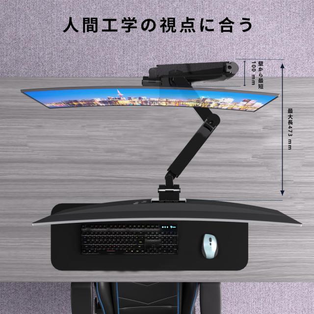 WORLDLIFT モニターアーム シングルアーム 49インチ(2~20kg)まで ガス