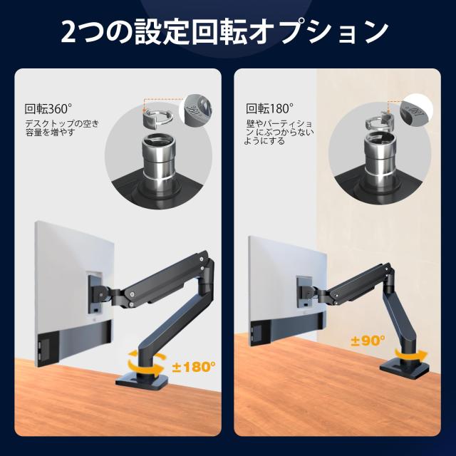WORLDLIFT モニターアーム シングルアーム 49インチ(2~20kg)まで ガス