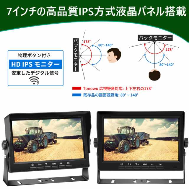 Tonowu 録画機能付き ワイヤレスバックカメラモニターセット 24vバックカメラ 7インチバックモニター