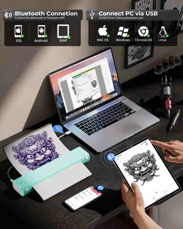 Itari M08F tattoo printer タトゥー用紙10枚付属 モバイルプリンター サーマルプリンター タトゥーマシン タトゥー