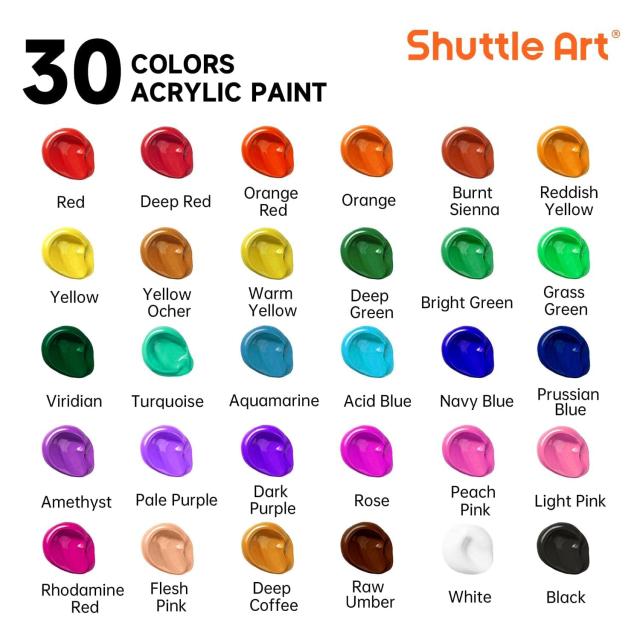 Shuttle Art アクリル絵の具 54点セット 30色絵の具セット 木製