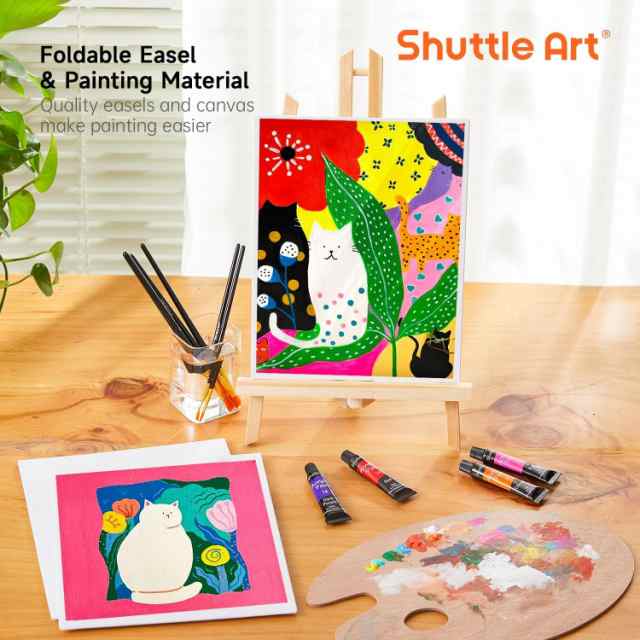 Shuttle Art アクリル絵の具 54点セット 30色絵の具セット 木製
