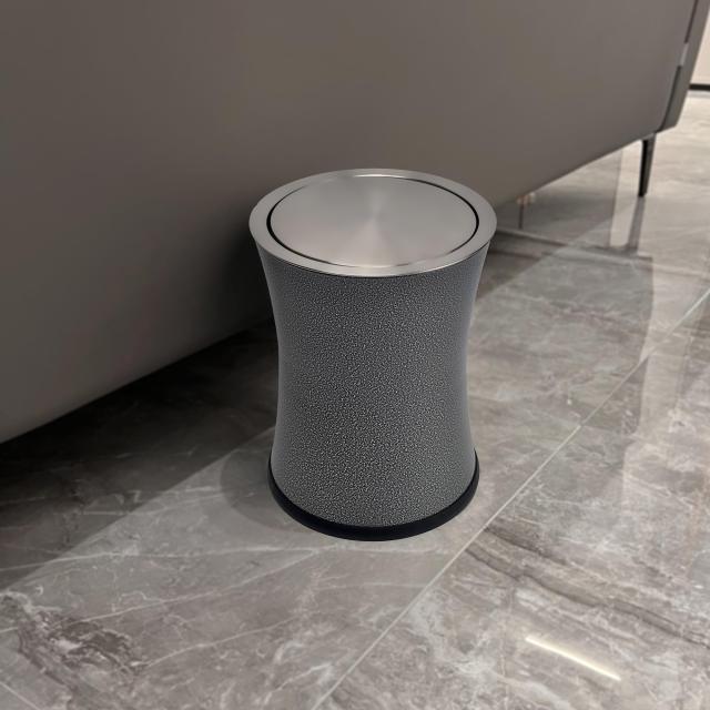 KInGSUnSゴミ箱 スチール製 小さい6l オフィス おしゃれ ごみ箱 スイングカバー インナーボックスなし ゴミ入れ グレー カラー モダンな_1