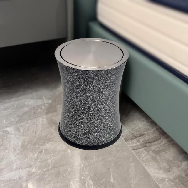 KInGSUnSゴミ箱 スチール製 小さい6l オフィス おしゃれ ごみ箱 スイングカバー インナーボックスなし ゴミ入れ グレー カラー モダンな_2