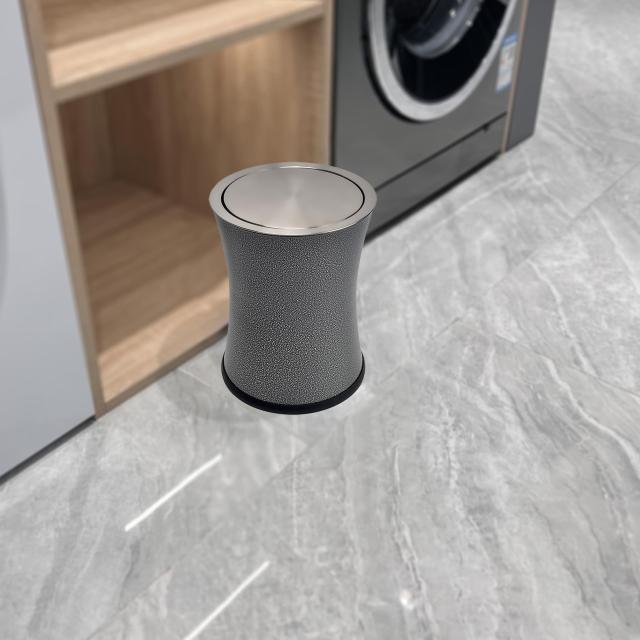 KInGSUnSゴミ箱 スチール製 小さい6l オフィス おしゃれ ごみ箱 スイングカバー インナーボックスなし ゴミ入れ グレー カラー モダンな_3