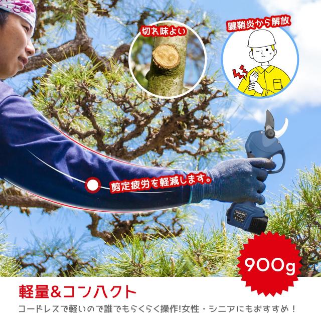 Swansoft けが防止機能 28mm 電動剪定バサミ 0.3秒で瞬時切断 コードレス電動はさみ トリガー連動機能付き 16.8V 2Ahリチウム電池2個付き_4