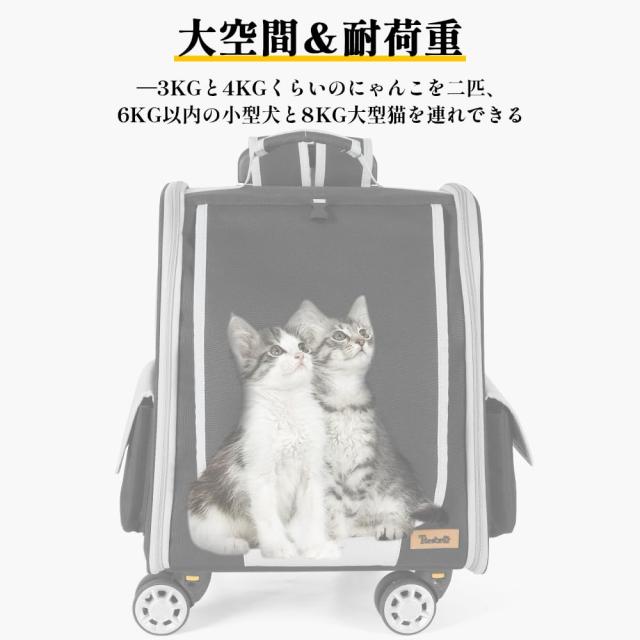 Tresbro 次世代 ペットキャリー リュック 4つのキャスター付き 分離式