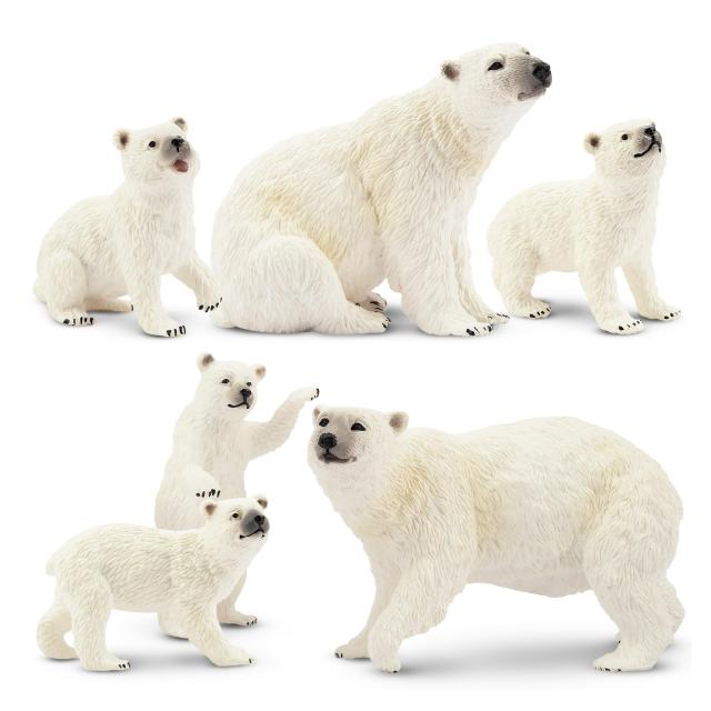 TOYMANY 6PCS動物フィギュア シロクマフィギュアセット ホッキョクグマ