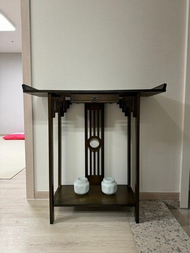 Susire コンソールテーブル 玄関収納 奥行30cm 木製 飾り棚 スリム アンティーク 家具 物置台 エントランステーブル 和風 引き出し付き_5