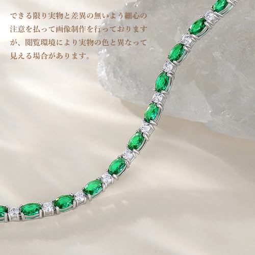 FANCIME テニス ブレスレット レディース 合成 エメラルド 5月 誕生石 tennis 腕輪 ジルコニア シルバー S925 お守り クリスマス 誕生日 FANCIME テニス ブレスレット レディース 合成 エメラルド 5月 誕生石