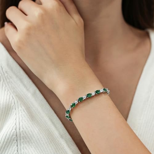FANCIME テニス ブレスレット レディース 合成 エメラルド 5月 誕生石 tennis 腕輪 ジルコニア シルバー S925 お守り クリスマス 誕生日 FANCIME テニス ブレスレット レディース 合成 エメラルド 5月 誕生石