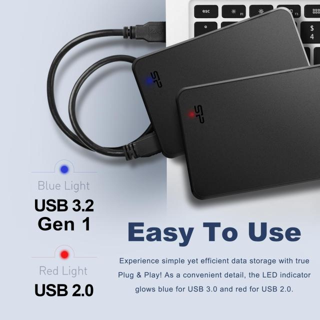 シリコンパワー 外付けSSD 2TB USB 3.2 Gen 1 Type-A メーカー3年限定保証 Type-A to USB Type-C コネクター付属 SP020TBPSDS05SAKTC_3