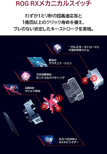 【Amazon.co.jp限定】ASUS ゲーミングキーボード ROG Strix Scope RX TKL Wireless Deluxe (ワイヤレス/ROG RXメカニカルスイッチ / 2.4Gの通販は