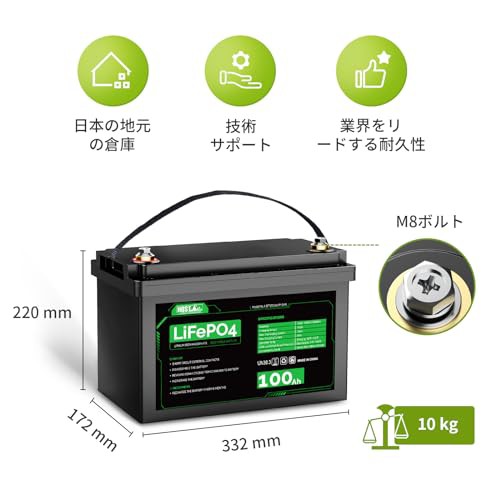 HQST 12V 100Ah LiFePO4リン酸鉄リチウムイオンバッテリー 低温 高温 