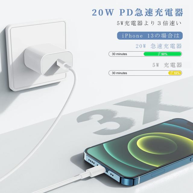 iPhone 充電器 20W PD 急速充電 [MFi/PSE認証済み] USB C - iPhone
