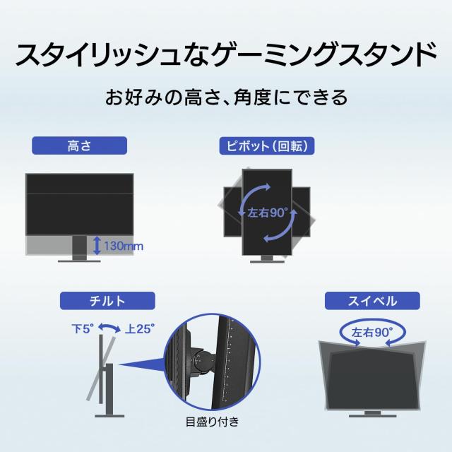 アイ・オー・データ IODATA ゲーミングモニター 27インチ GigaCrysta WQHD 180Hz AHVAパネル ブラック(HDMI×2/DisplayPort/VESA対応/高_6