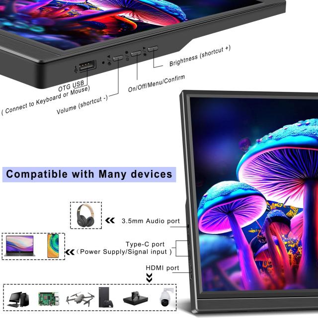 モバイルモニター 16インチ Kenowa 1920x1200 IPSパネル 178°全視野 FHD HDR ゲームモニター 薄型 軽量USB Type-C HDMI PS5/XBOX/Switch_2