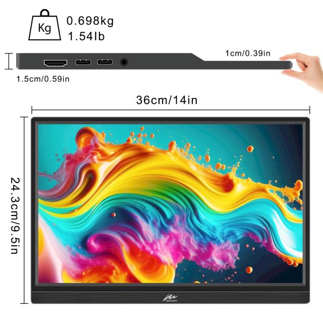 モバイルモニター 16インチ Kenowa 1920x1200 IPSパネル 178°全視野 FHD HDR ゲームモニター 薄型 軽量USB Type-C HDMI PS5/XBOX/Switch_5