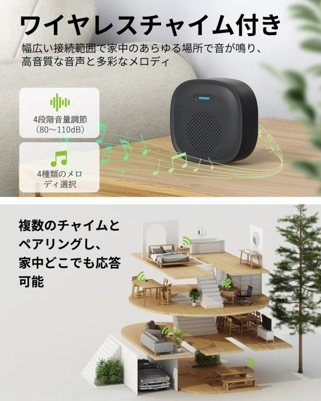 【5200mAh大容量 来客応答】インターホン ワイヤレス 工事不要 ドアホン スマホ連携 カメラ付きインターホン 200万画素 Alexa対応 動体検_6