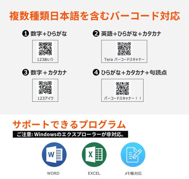 Tera バーコード主導者 無線電話 USB Bluetooth: １座標軸 2座標軸 QR吊りひも相応う 液晶画面 申し受ける照明ランプ 読みとる第四次元加えること 日本語取りまわし書