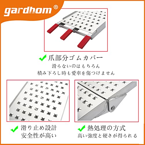 アルミブリッジ 2本セット, gardhom 幅広い 28CM 車載 アルミラダーレール 228CM 荷重680KG 折り畳み式 トラックロ アルミブリッジ 2本セット 160CM, gardhom 幅広 21.5CM 車載 アルミ