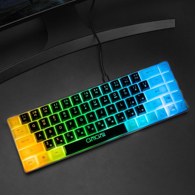CHONCHOW ゲーミングキーボード コンパクト 薄型 68キー60％小型