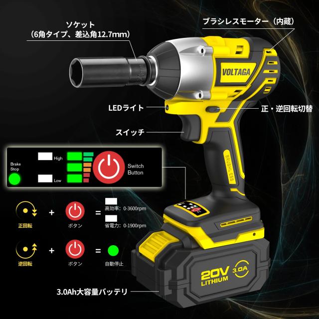 VOLTAGA 20V電動インパクトレンチ VOLTAGA 20V電動インパクトレンチ