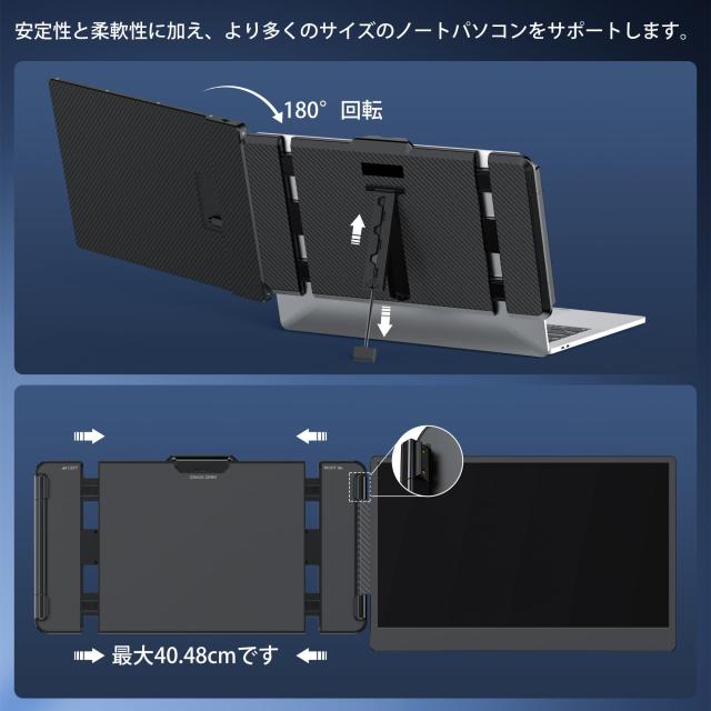 Kwumsy ポータブルディスプレイS1 Portable Monitor 14’’ 1080P FHD IPSデュアルノートpcディスプレイエクステンダーTYPE-C/HDMI プラグ_4