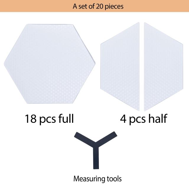 エコ グリップ eco 滑り止め クリアデッキ 六角形 6角形のフィルム テールデッキ ノーズ ロングボード用 SUP用 NO ワックス 透明（66枚）